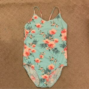 Girls One Piece Flower Swimsuit